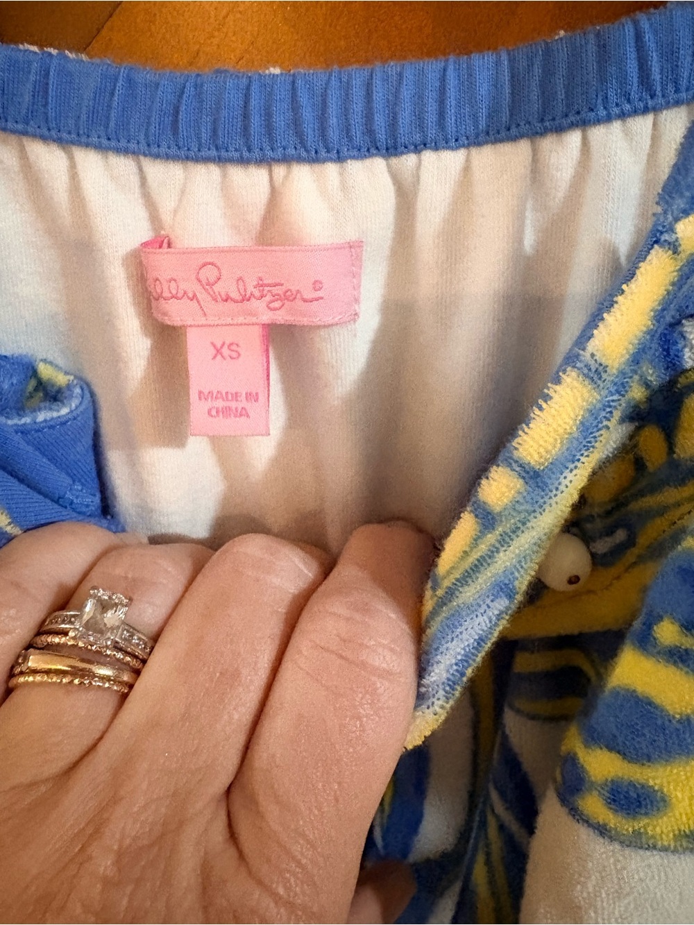Lilly Pulitzer Dockside Terry Cloth Blue /Yellow Dress size XS #1247 - Picture 5 of 7